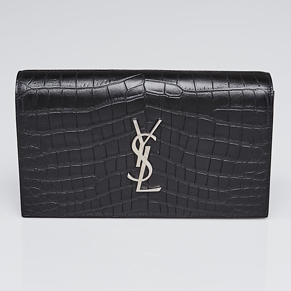 CLUTCH PURSE YSL CROCO EMBOSSED NWT